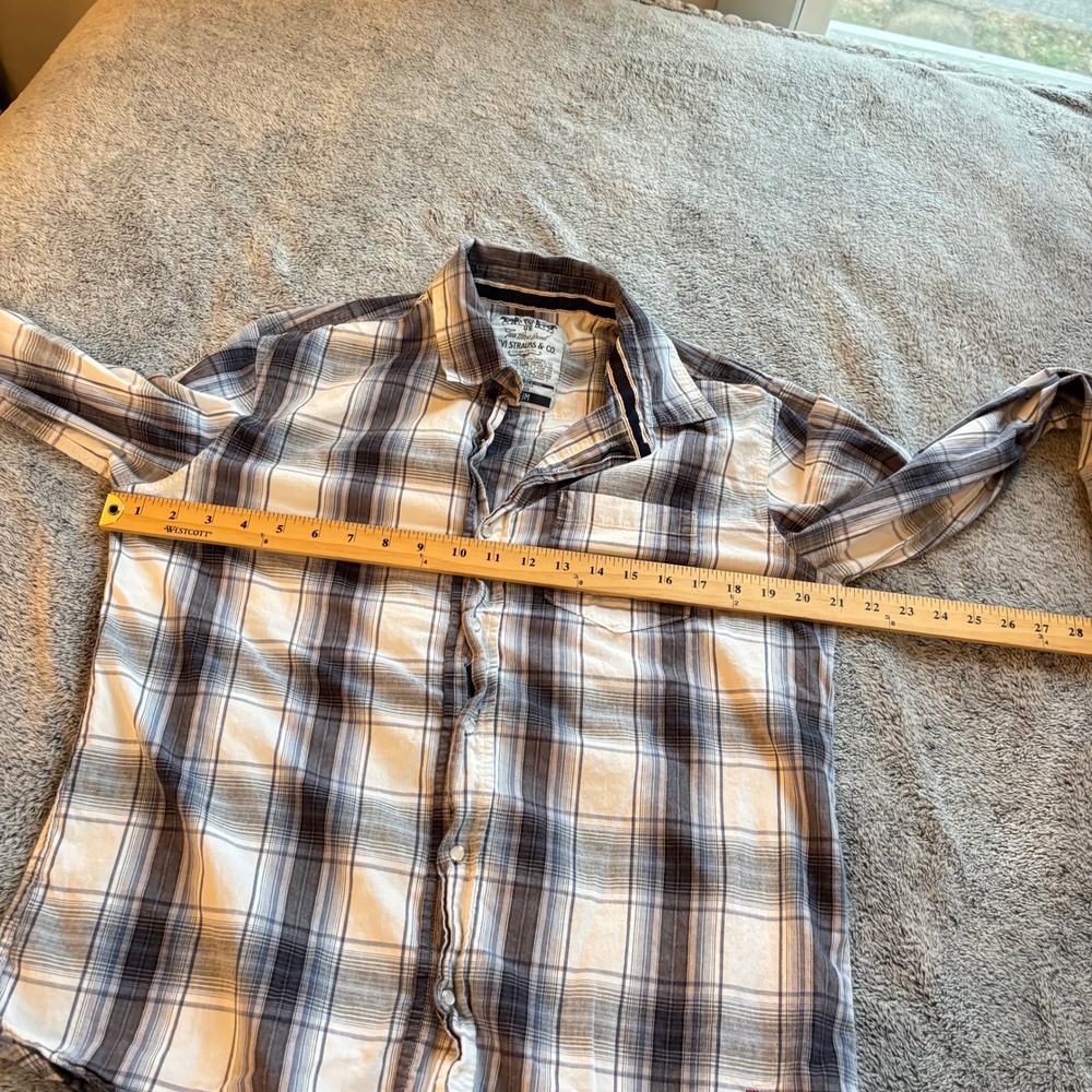 Levi Strauss Mens Medium Plaid Western Button Up Shirt Two Horse Brand 19537 - Picture 11 of 12
